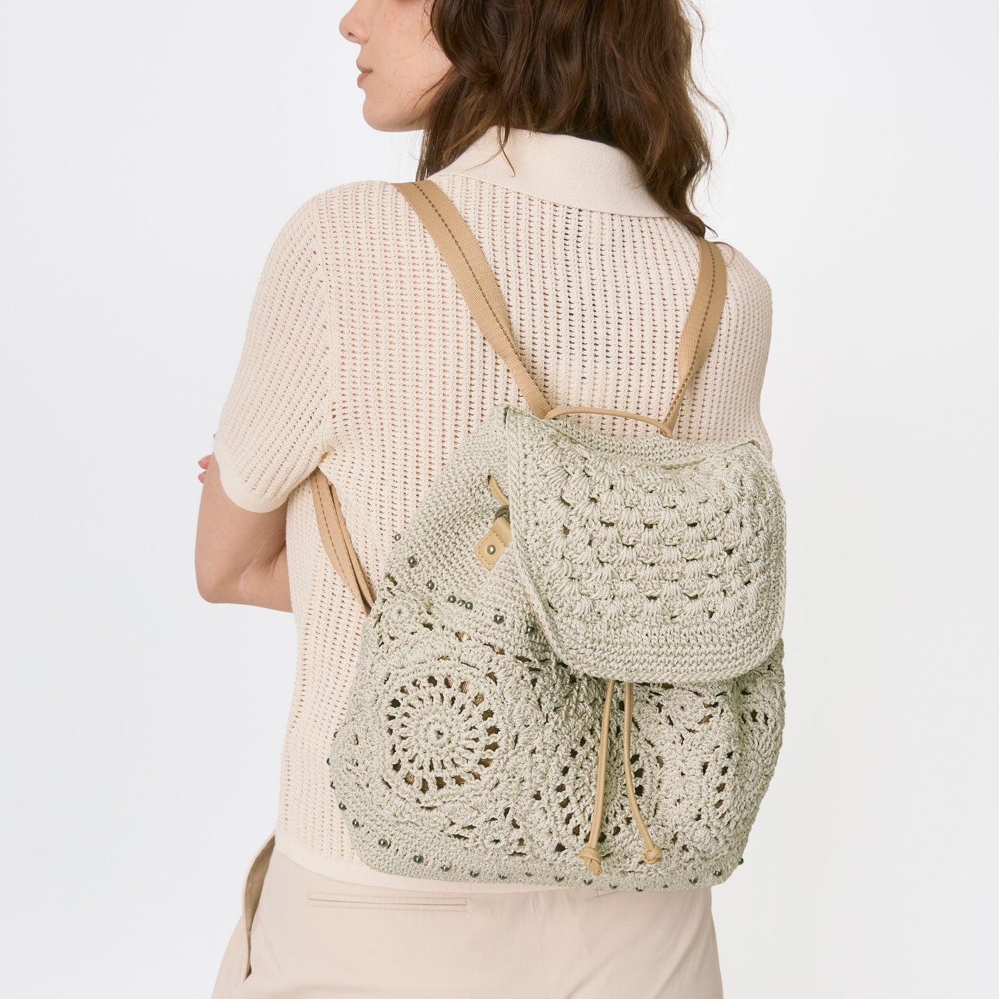 Sayulita Backpack - Hand Crochet - Natural Medallion