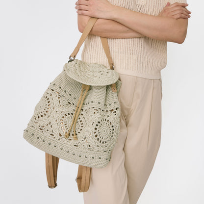 Sayulita Backpack - Hand Crochet - Natural Medallion