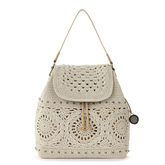 Sayulita Backpack - Hand Crochet - Natural Medallion
