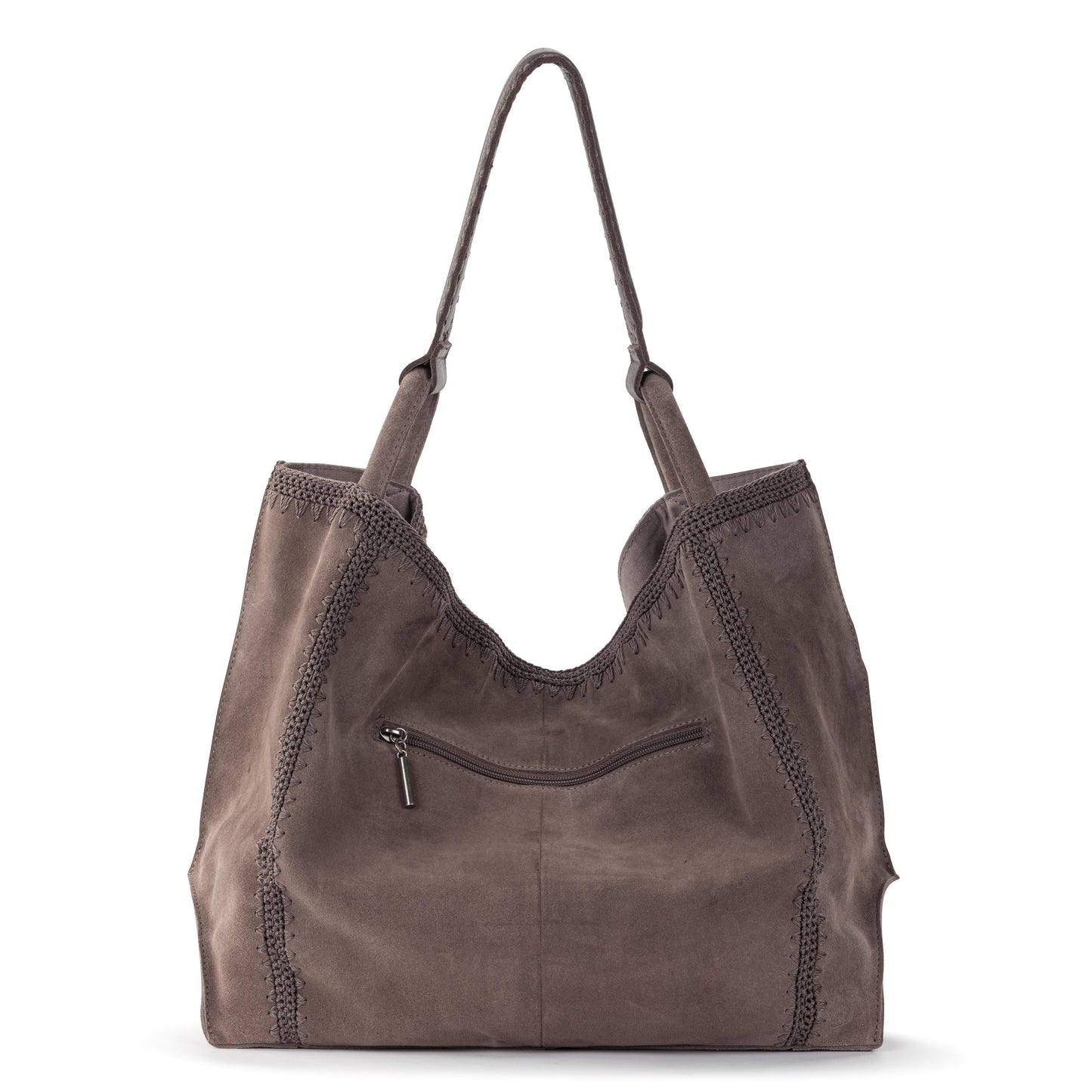 Los Feliz Large Tote - Leather - Mushroom Suede Patch