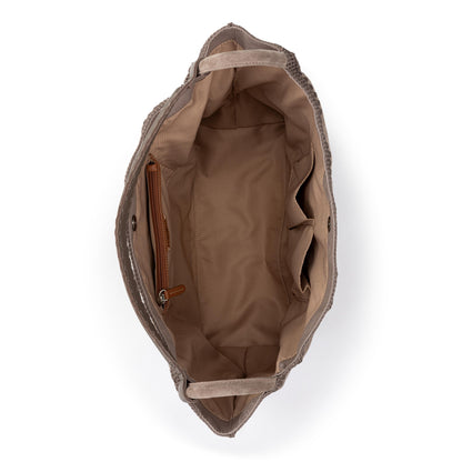 Los Feliz Large Tote - Leather - Mushroom Suede Patch