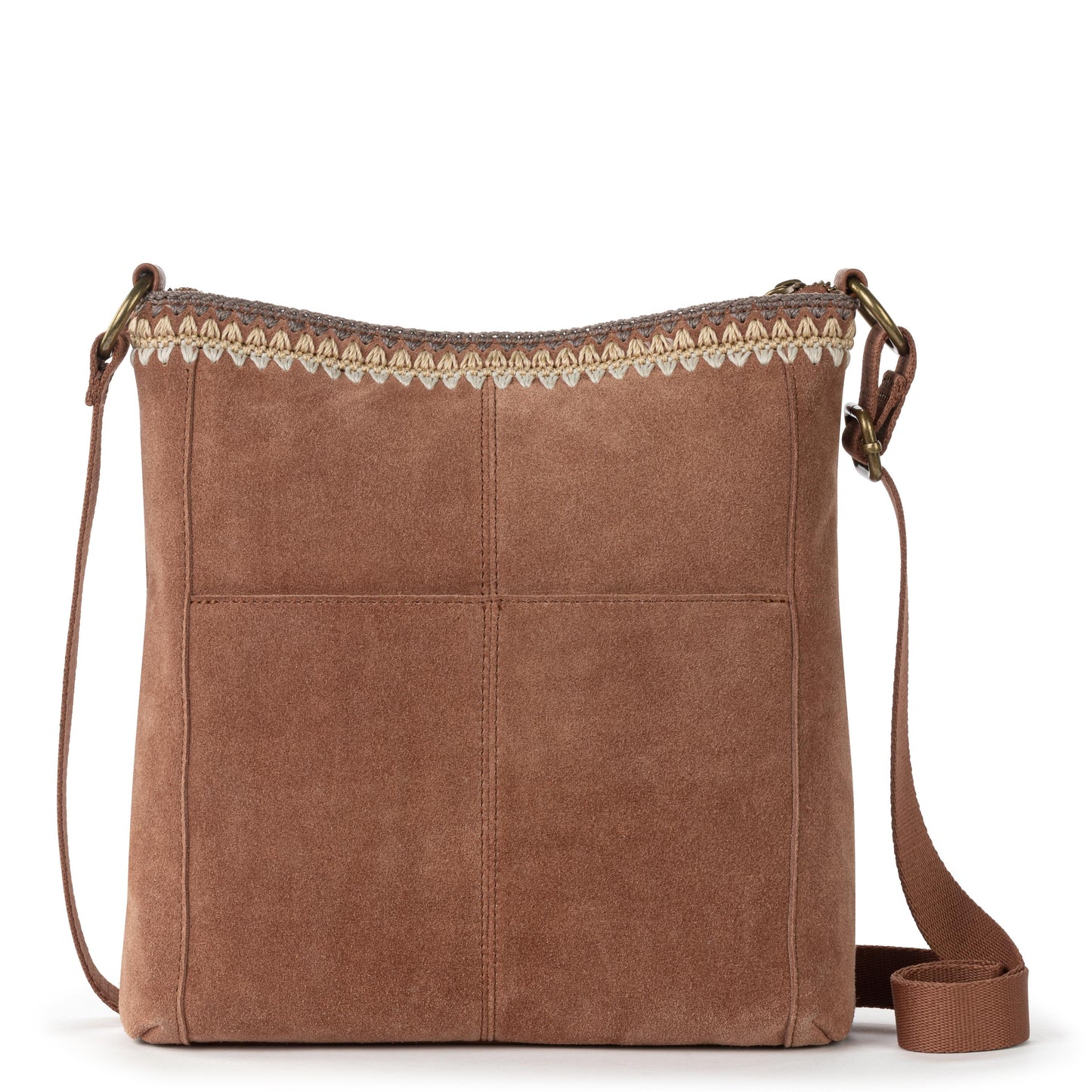 Lucia Crossbody - Leather - Tobacco Suede Blanket Stitch