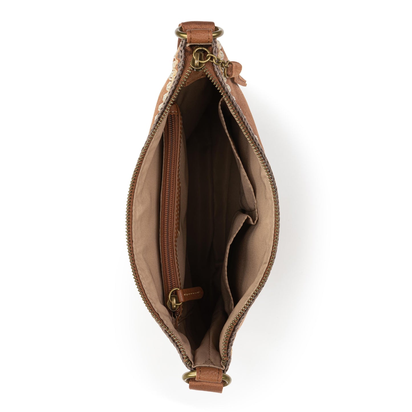 Lucia Crossbody - Leather - Tobacco Suede Blanket Stitch