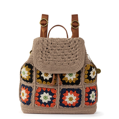 Sayulita Backpack - Hand Crochet - Sand Neutral Patch