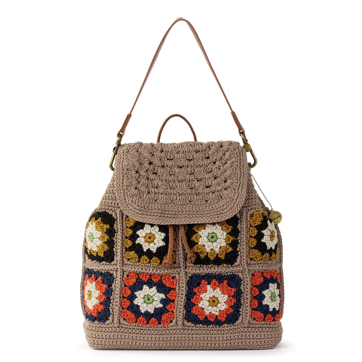 Sayulita Backpack - Hand Crochet - Sand Neutral Patch