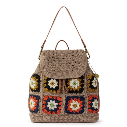 Sayulita Backpack - Hand Crochet - Sand Neutral Patch