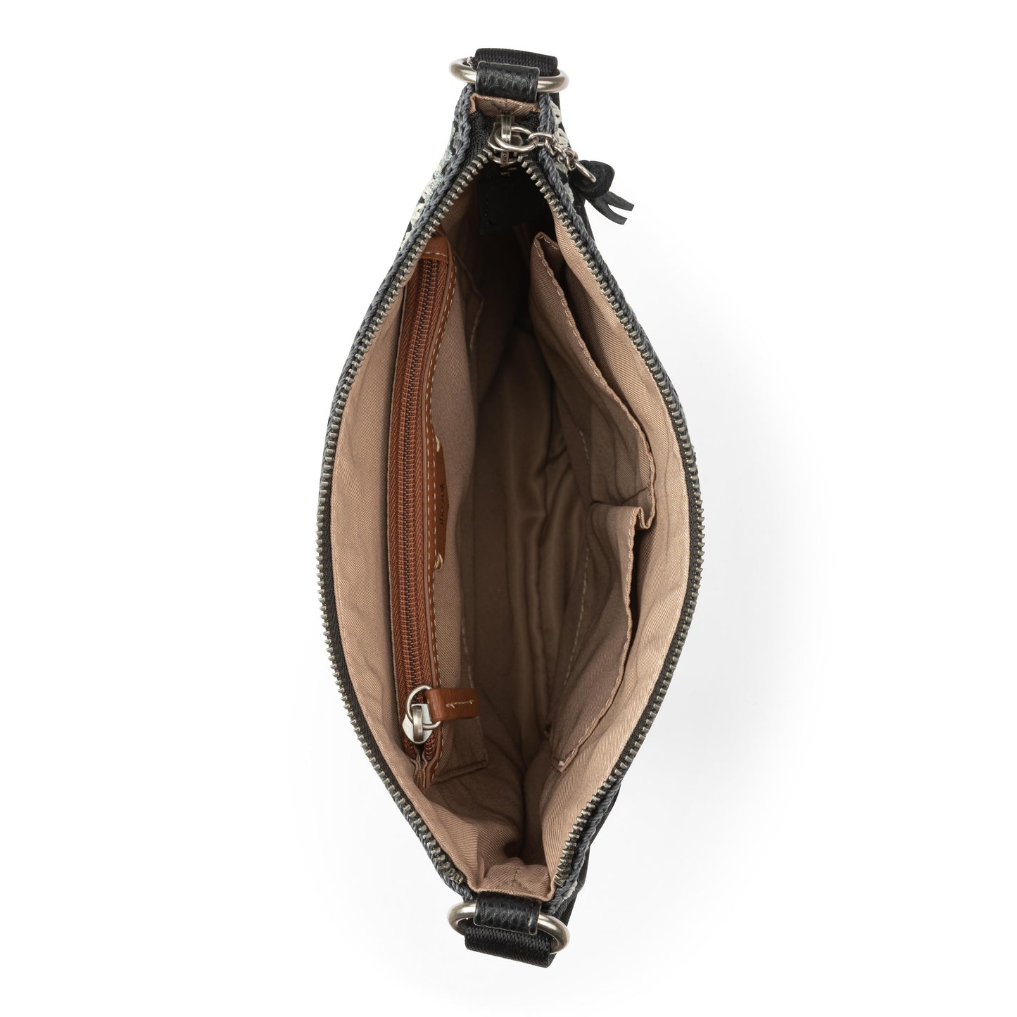 Lucia Crossbody - Leather - Black Suede Blanket Stitch